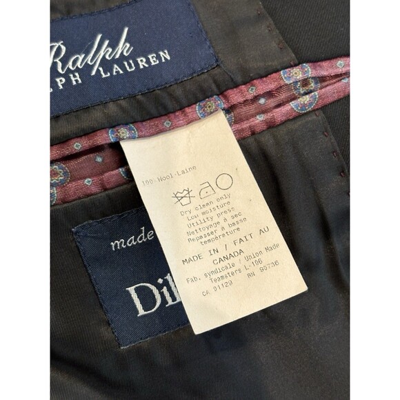 Ralph Ralph Lauren Dillards Blazer Mens 44R Black Single Breasted Wool Canada - Picture 4 of 10